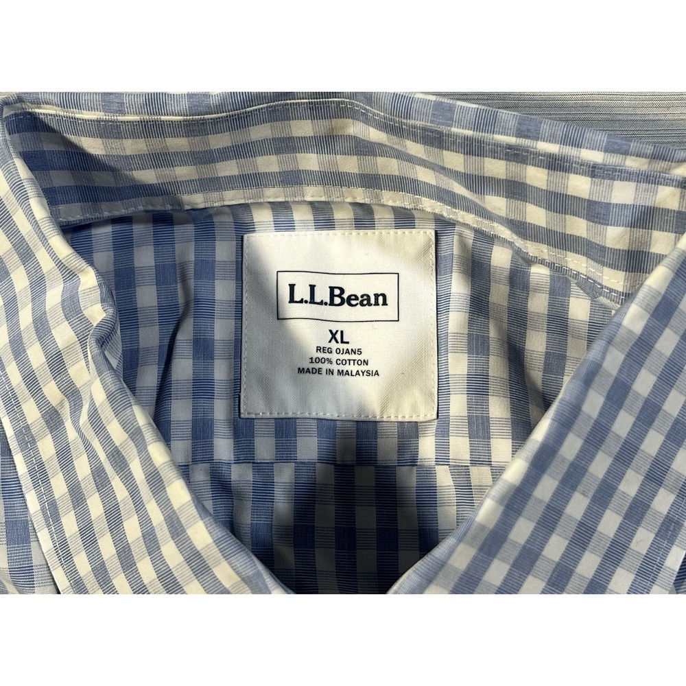 L.L. Bean Shirt Mens Large Blue Check Long Sleeve Pocket Button Up SIZE XL - Picture 5 of 9
